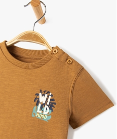 tee-shirt bebe garcon a manches coutes et motif en relief au dos brunI722101_2