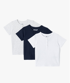 GEMO Tee-shirt bébé garçon col tunisien en maille côtelée (lot de 3) blanc chine