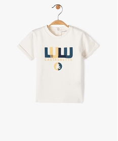 GEMO Tee-shirt bébé garçon imprimé avec manches courtes à revers - LuluCastagnette blanc chine