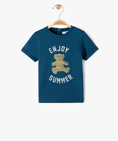 tee-shirt bebe garcon imprime avec manches courtes a revers - lulucastagnette bleuI723401_1