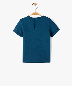tee-shirt bebe garcon imprime avec manches courtes a revers - lulucastagnette bleuI723401_3