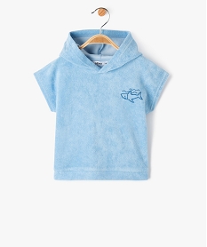 GEMO Tee-shirt bébé à manches courtes et capuche en éponge Bleu