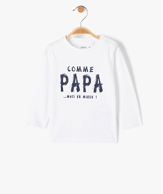 GEMO Tee-shirt à manches longues et message humoristique bébé garçon blanc vif