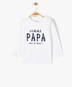 GEMO Tee-shirt à manches longues et message humoristique bébé garçon Blanc