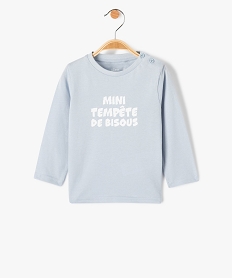 GEMO Tee-shirt à manches longues et message humoristique bébé garçon bleu standard