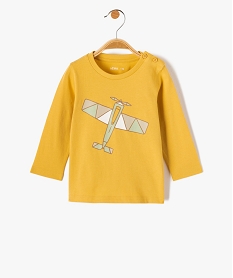 GEMO Tee-shirt bébé garçon à manches longues avec motif Jaune