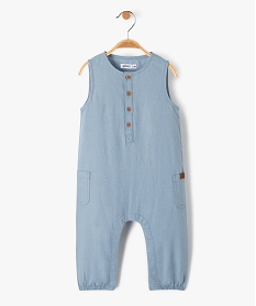 GEMO Combinaison bébé garçon en lin sans manches bleu standard