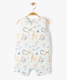 GEMO Combishort bébé sans manches imprimé animaux marins blanc standard
