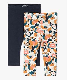 GEMO Leggings bébé fille uni et imprimé (lot de 2) Multicolore