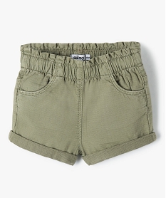 GEMO Short bébé fille en toile à taille élastiquée kaki standard