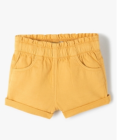 GEMO Short bébé fille en toile à taille élastiquée Jaune