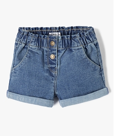 short en jean bebe fille uni avec revers et taille elastiquee bleuI729801_1