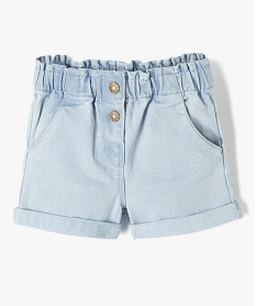 short en jean bebe fille uni avec revers et taille elastiquee bleuI729901_1