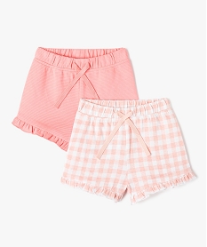 GEMO Short en coton avec volants bébé fille (lot de 2) rose standard