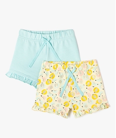 GEMO Short en coton avec volants bébé fille (lot de 2) jaune standard