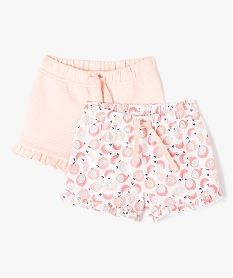 GEMO Short en coton avec volants bébé fille (lot de 2) Rose