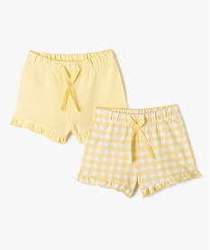 GEMO Short en coton avec volants bébé fille (lot de 2) Jaune