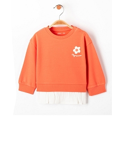 GEMO Sweat bébé fille avec empiècement tunique Orange