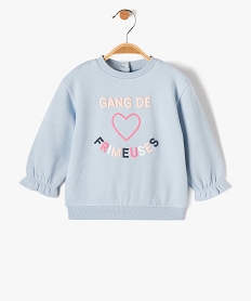 GEMO Sweat bébé fille avec inscription multicolore Bleu