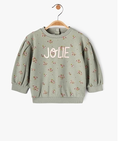 GEMO Sweat à manches bouffantes avec motifs colorés bébé fille Vert