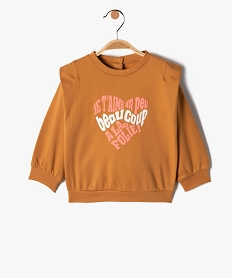 GEMO Sweat bébé fille en molleton doux à message pailleté marron standard