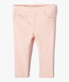 pantalon bebe fille slim uni a taille elastiquee rose pantalonsI732401_1