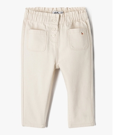 GEMO Pantalon bébé fille coupe carotte en denim coloré Beige