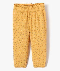 GEMO Pantalon bébé fille en maille fluide et légère imprimée Jaune