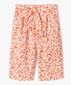 GEMO Pantalon bébé fille large à fleurs et touches pailletées blanc vif