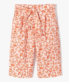 GEMO Pantalon bébé fille large à fleurs et touches pailletées Blanc