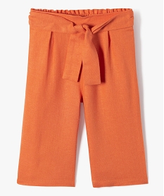 GEMO Pantalon bébé fille large en lin et viscose orange standard