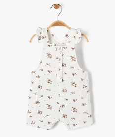 GEMO Salopette courte bébé fille en jean à fleurs Beige