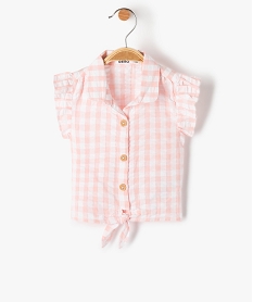 blouse bebe fille rayee a manches volantees et pattes a nouer roseI734801_1