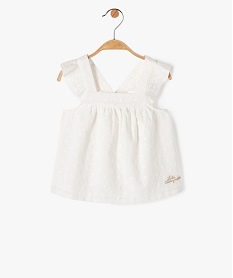 blouse bebe fille en dentelle anglaise a bretelles volantees croisees - lulucastagnette beigeI734901_1