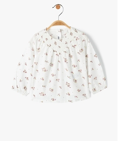 GEMO Blouse bébé fille à manches longues à smocks plumetis et fleurs Beige