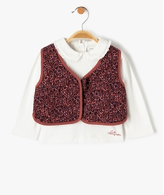 GEMO Ensemble bébé fille 2 pièces : tee-shirt et gilet — LuluCastagnette Multicolore