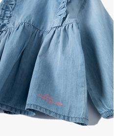 ensemble bebe fille 2 pieces   blouse en jean et legging fleuri - lulucastagnette bleuI735401_2