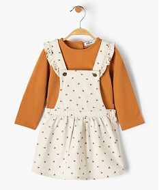 GEMO Ensemble 2 pièces bébé fille : robe + tee-shirt à manches longues Beige