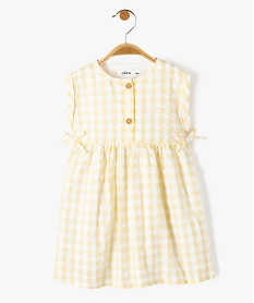 GEMO Robe bébé fille rayée en voile de coton texturé jaune standard