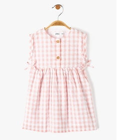 GEMO Robe bébé fille rayée en voile de coton texturé rose standard
