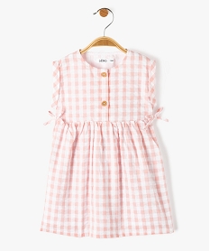 GEMO Robe bébé fille rayée en voile de coton texturé Rose