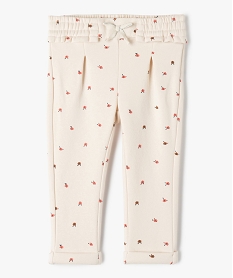GEMO Pantalon bébé fille en molleton fleuri et à coupe carotte Multicolore