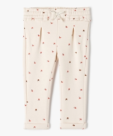 GEMO Pantalon bébé fille en molleton fleuri et à coupe carotte Multicolore