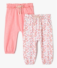 GEMO Pantalon bébé fille en maille confortable (lot de 2) Rose