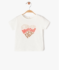 GEMO Tee-shirt bébé fille à manches courtes et motif cœur Beige