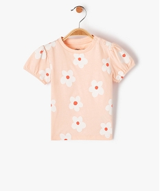 GEMO Tee-shirt bébé fille fleuri à manches courtes ballon Rose