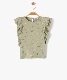GEMO Tee-shirt bébé fille fleuri sans manches à volants blanc standard