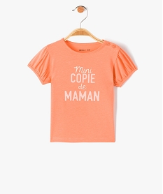 GEMO Tee-shirt bébé fille à manches ballon et message pailleté orange standard