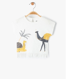 GEMO Tee-shirt à franges et manches courtes bébé fille Beige