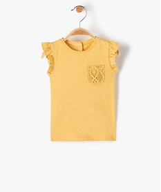 GEMO Tee-shirt bébé fille sans manches à volant et poche en crochet Orange